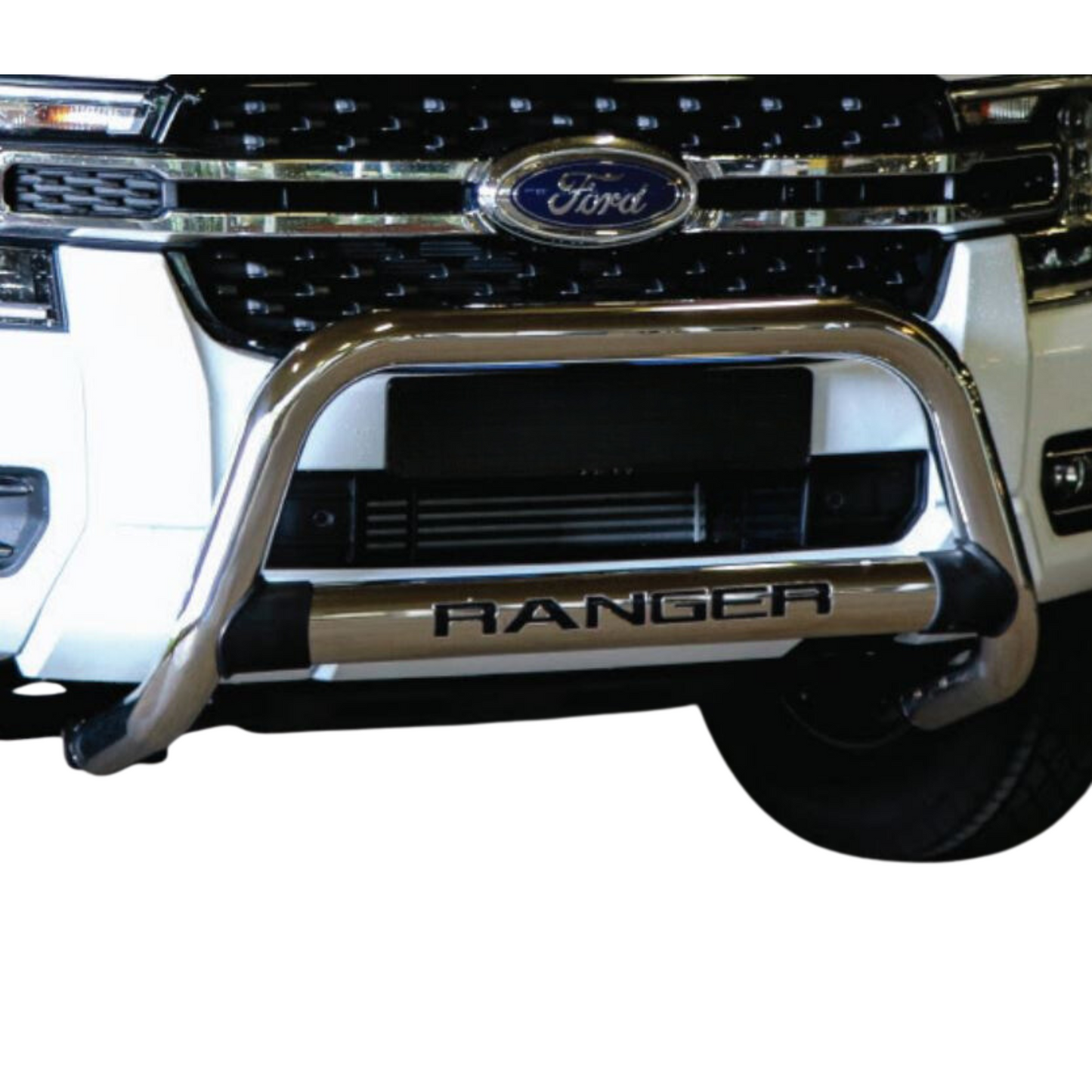 Ford Ranger Next Gen Nudge Bar with Oval Cross Member Stainless Steel