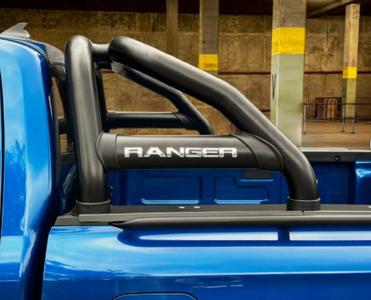 Ford Ranger Next Gen Sports Bar with Oval Side Tubes Black Stainless Steel (Single Cab)